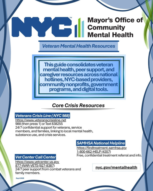 2026 NYC Veteran Mental Health Resource List Image
