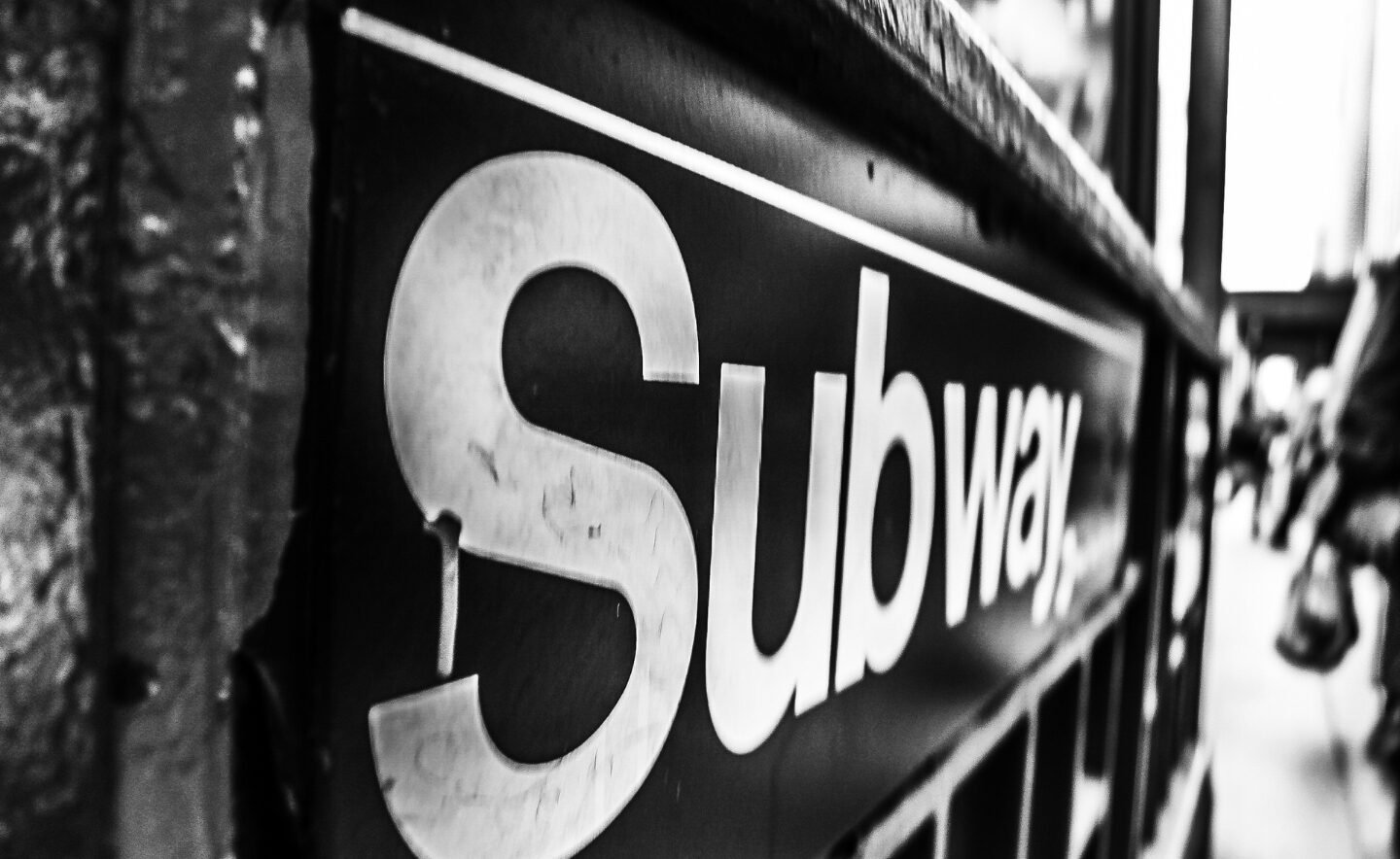 subway sign b/w